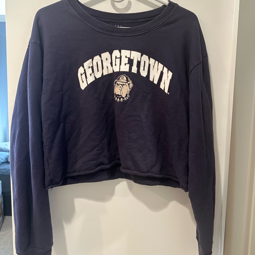 Georgetown Cropped Navy Sweatshirt